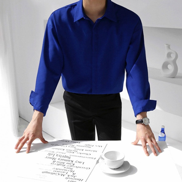 Áo sơ mi nam form rộng dài tay GIẤU NÚT vải Lụa mềm mịn ít nhăn MRGN01 Từ 40-85kg