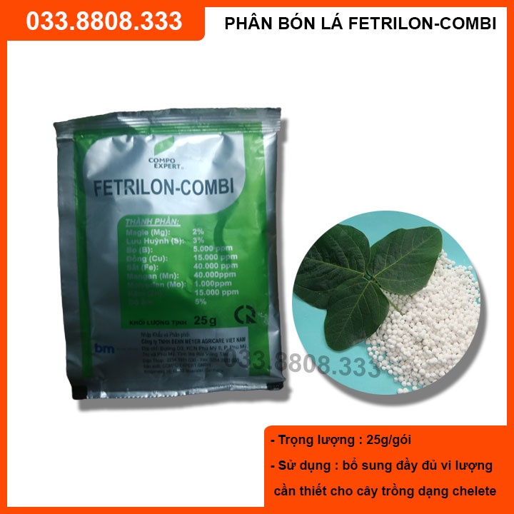 Phân Bón Lá Vi Lượng Fetrilon Combi Gói 25gram  ngăn rụng quả non, vàng lá