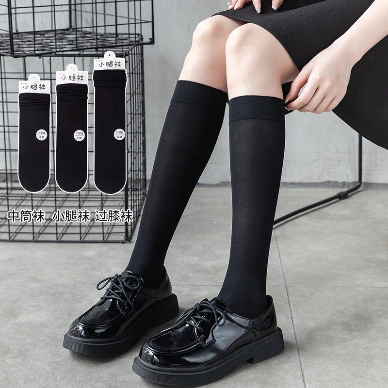 Vớ Nhung Mỏng Dài Qua Gối Màu Trơn Phong Cách Nhật Bản Thông Dụng Cho Nữ