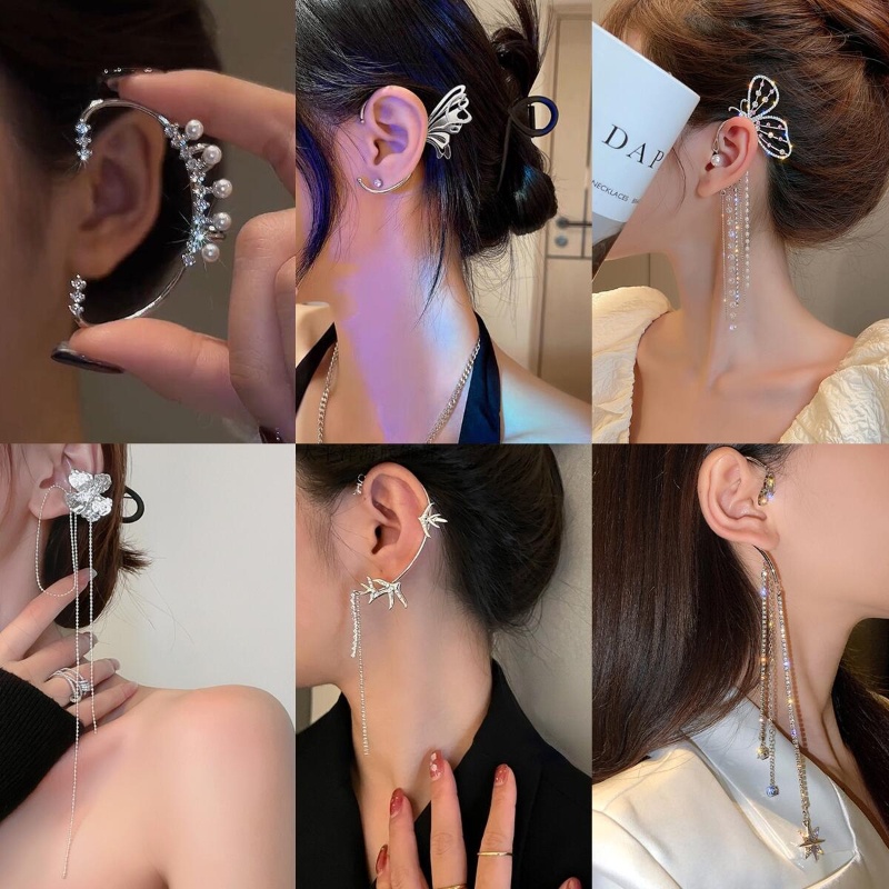(Đơn) Thời trang dành cho các quý cô Party Bông tai bướm cổ điển phóng đại / Bông tai kẹp ngọc trai