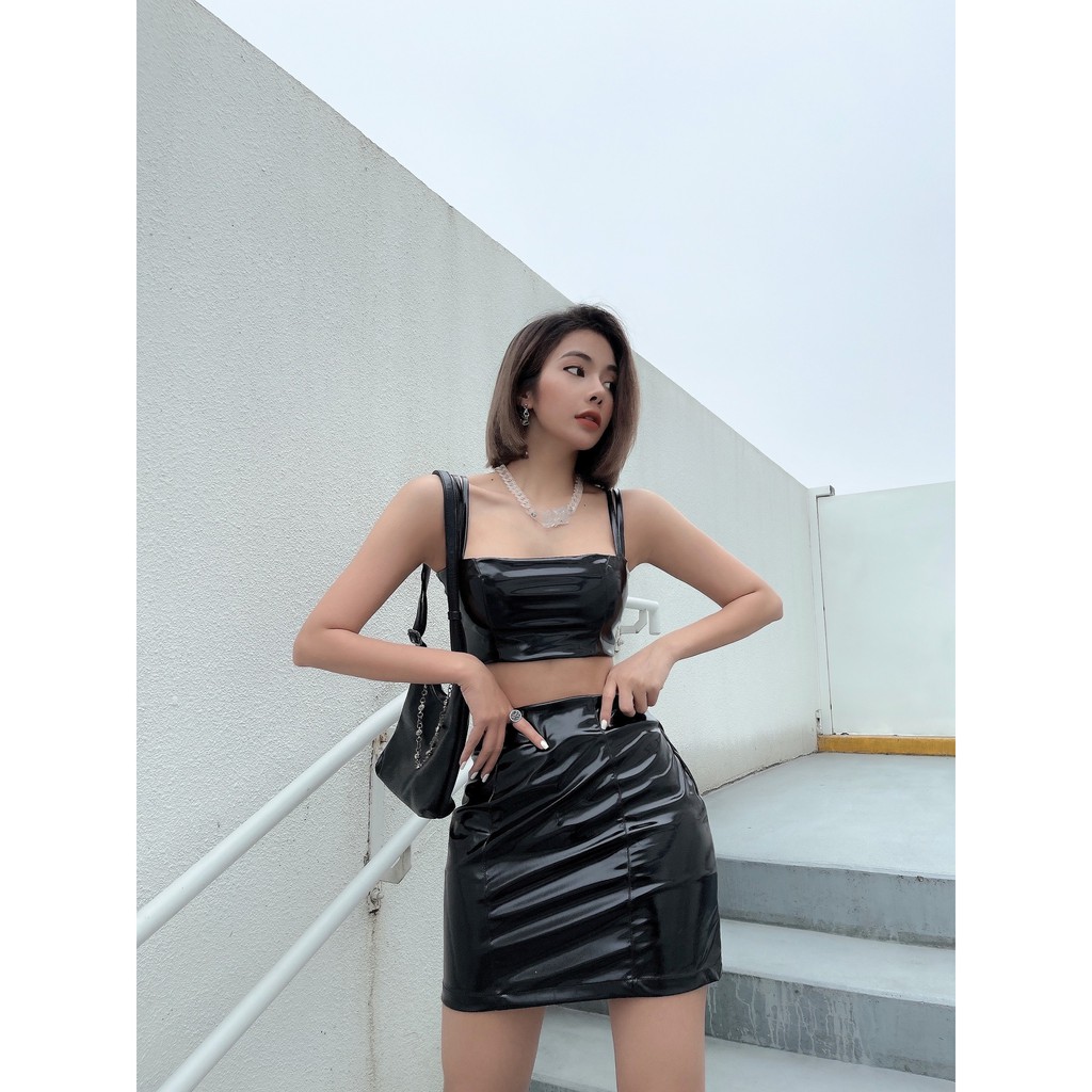 Là min -  Váy Da Leather Mini Skirt