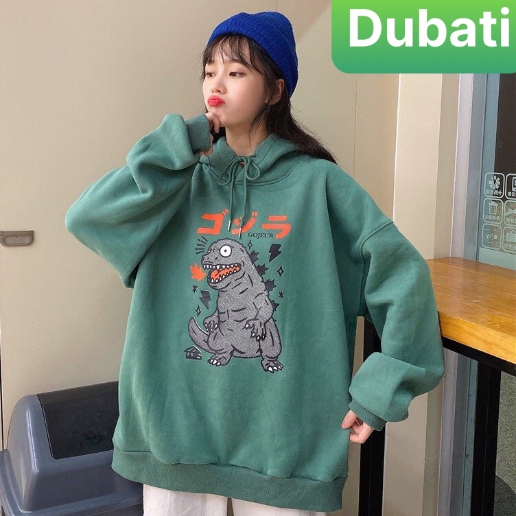 ÁO NỈ KHỦNG LONG, ÁO HOODIE NAM NỮ CHẤT VẢI NỈ MỀM PHÒN CÁCH HÀN QUỐC -DUBATI FASHION