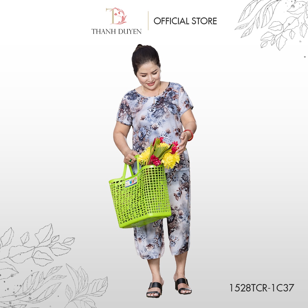 Đồ bộ Tole nữ trung niên mặc nhà Thành Duyên quần ống rộng, thoáng mát, không rút - 1528TCR - 052022 P1
