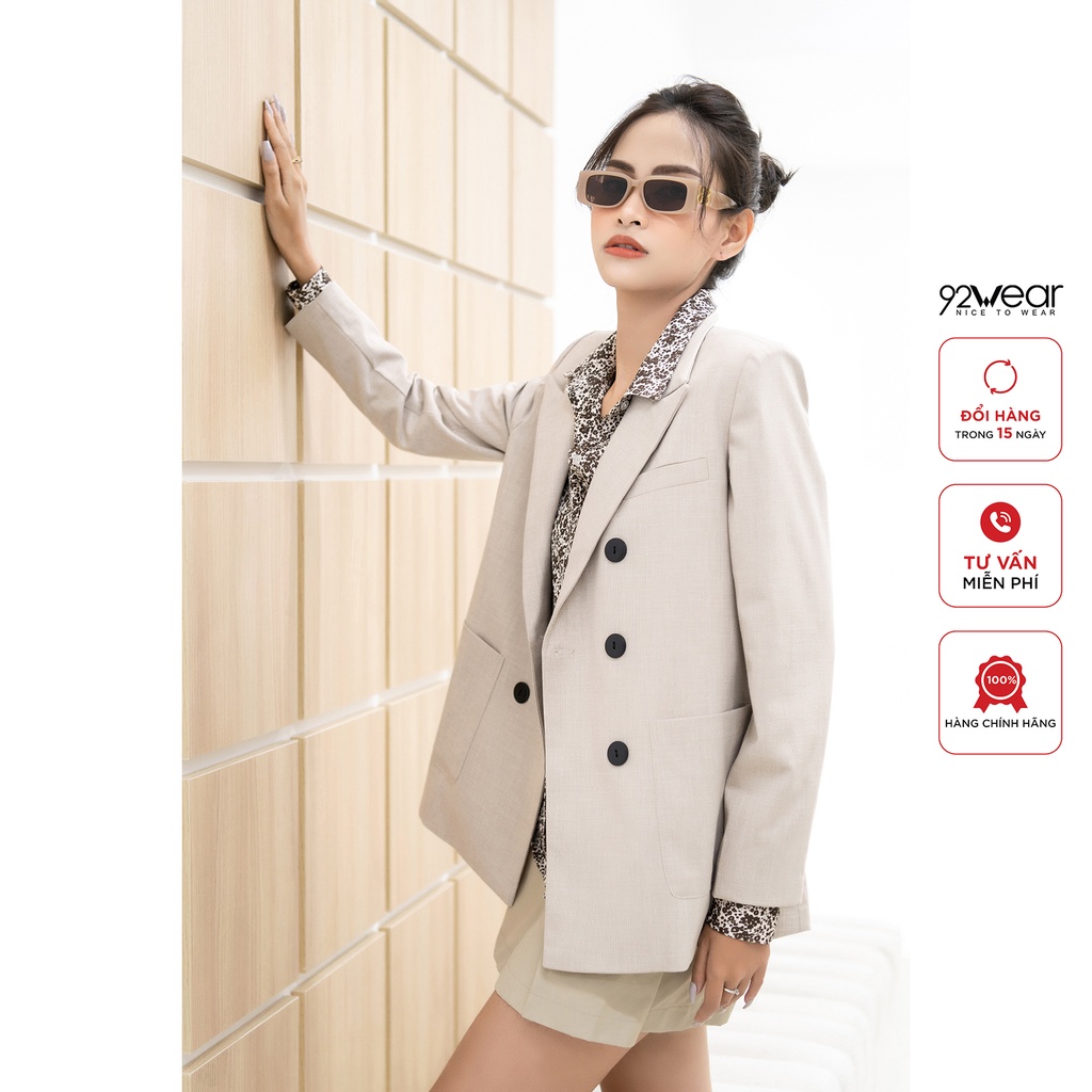 Áo vest cổ bẻ ve 92Wear, thiết kế 2 hàng cúc độc đáo, sành điệu VDA2464