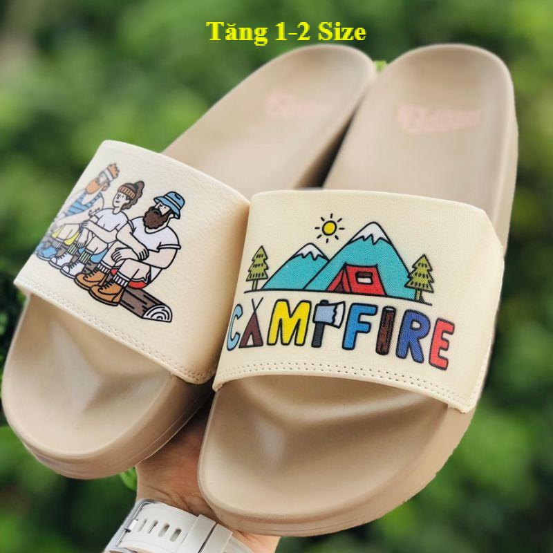 Dép unisex 𝐌𝐋𝐁 cắm trại ❤️FREESHIP +Tăng 1sz❤️ dép mlb camfire quai ngang thể thao nam nữ, kèm tem tag mác, Camfire-nâu