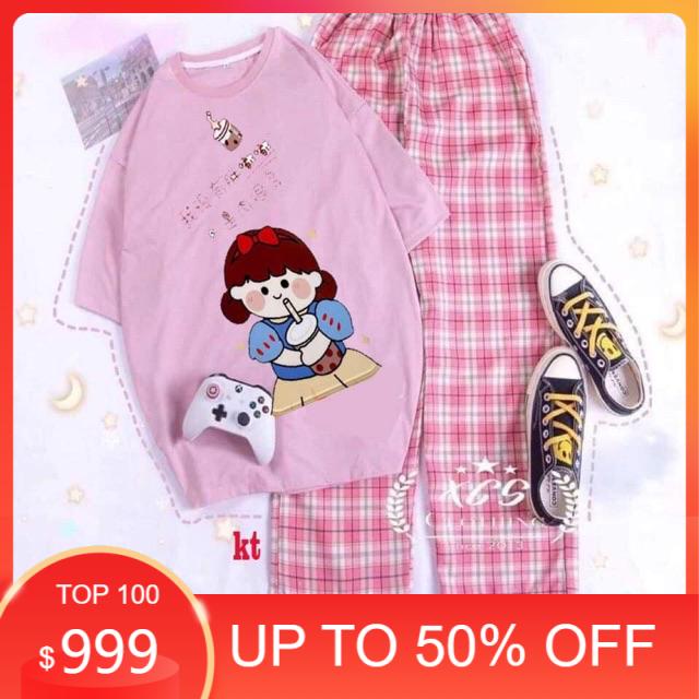 Sét áo cô gái mút sữa + quần kẻ , sét áo nam nữ, chất đẹp, sét bộ mặc ở nhà - FANI MODY