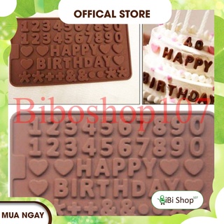 🎶Khuôn silicon làm thạch, socola Happy birthday và số🎶