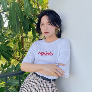 Áo Thun Trắng Normal "Ngành" Size cho Nam Nữ - Chất Cotton 100%, Áo trơn form rộng