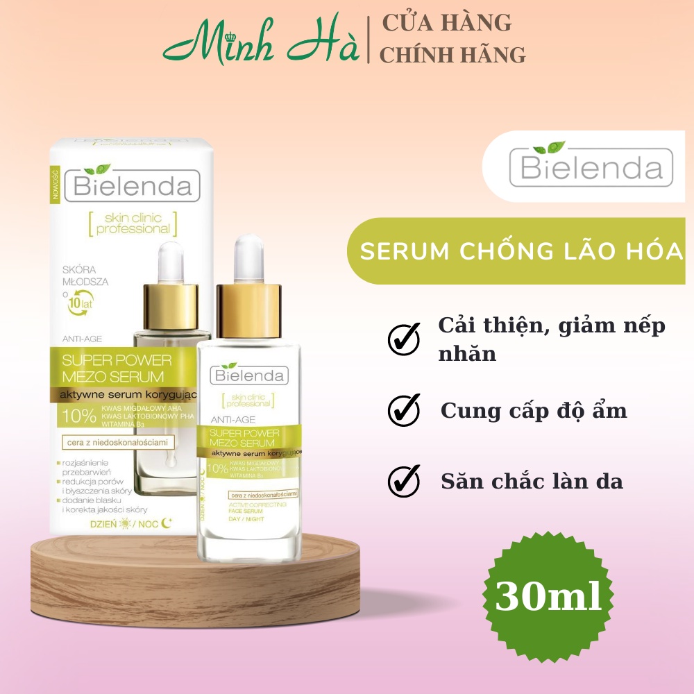 Serum Bielenda Super Power Mezo 30ml dưỡng trắng chống lão hóa da