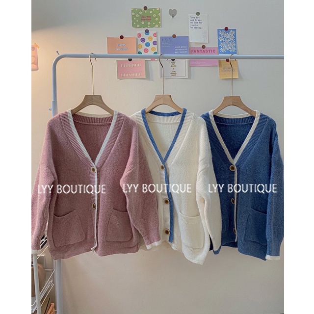 Áo cardigan nữ len lông thỏ dầy mịn trơn phối viền 2 túi trước 3 màu Quảng Châu LYY BOUTIQUE | BigBuy360 - bigbuy360.vn