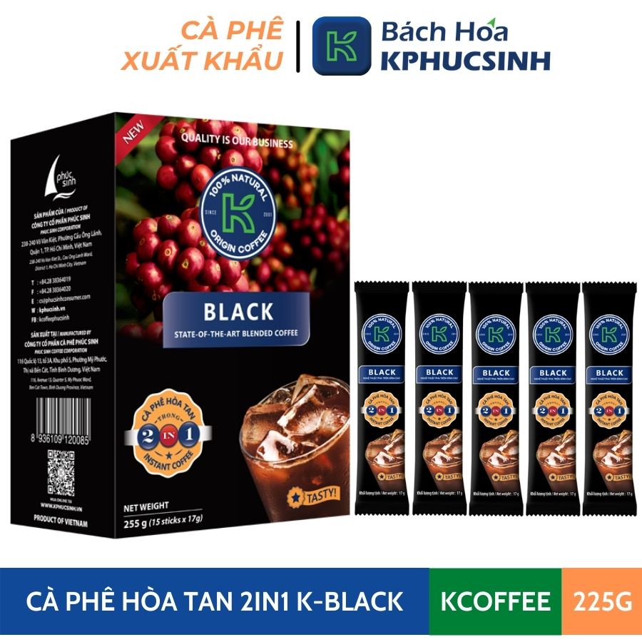Cà Phê Đen Hòa Tan Thơm Ngon Số 1 Việt Nam K Black 2In1 Thương Hiệu K Coffee 255G | BigBuy360 - bigbuy360.vn