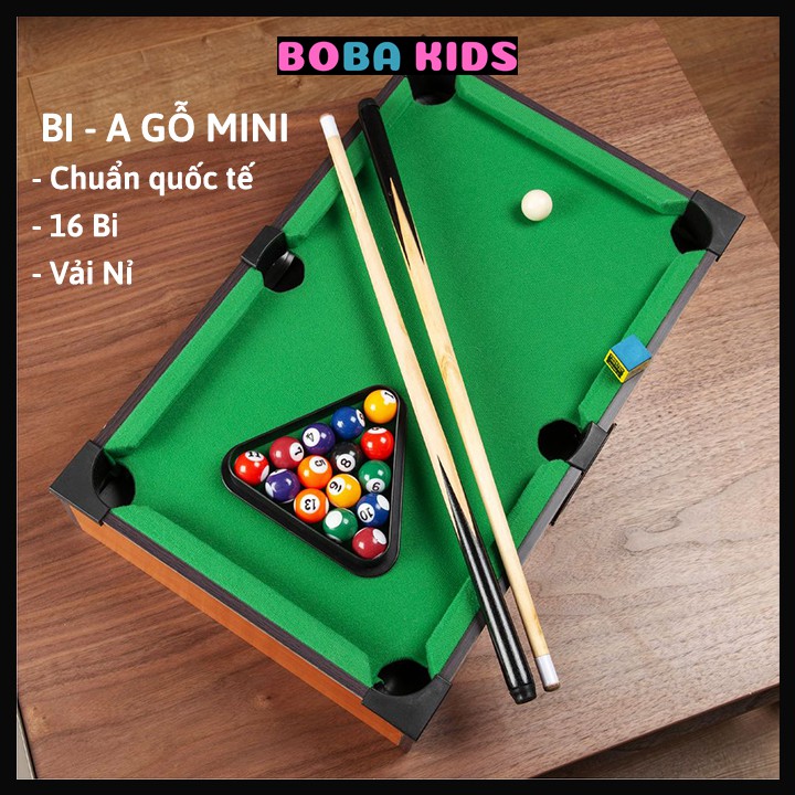 [Mã LIFETOYS1 giảm 30K đơn 99K] Bida mini Gỗ - Thiết Kế Chuẩn Quốc Tế - Mặt bàn bằng vải Nỉ - 16 bi sứ đánh số