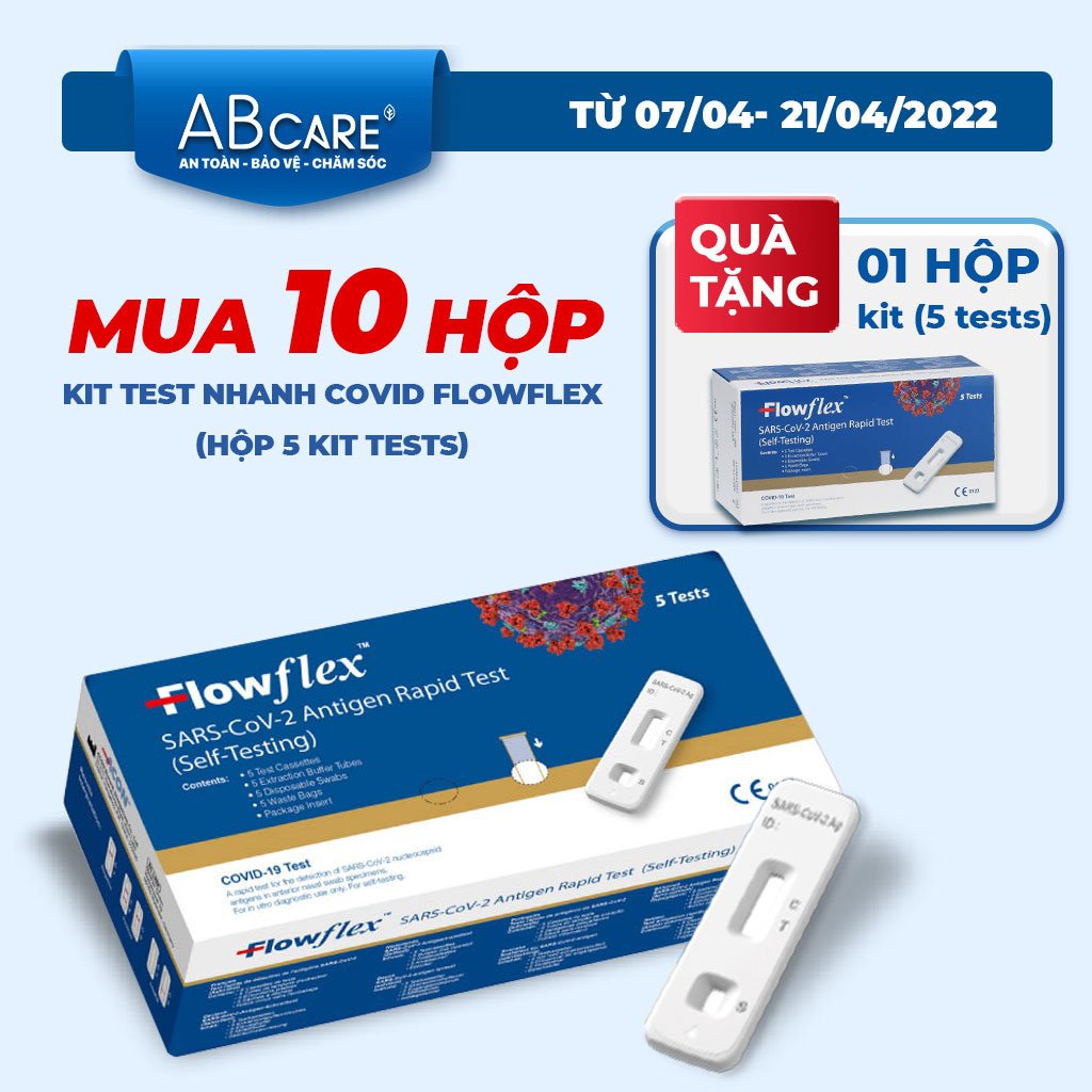 [SET 10] Bộ 5 kit Test Nhanh Covid tại nhà Kháng Nguyên Acon Flowflex - Mẫu dịch mũi - 5 Kit - 50,000 đ/1 Kit