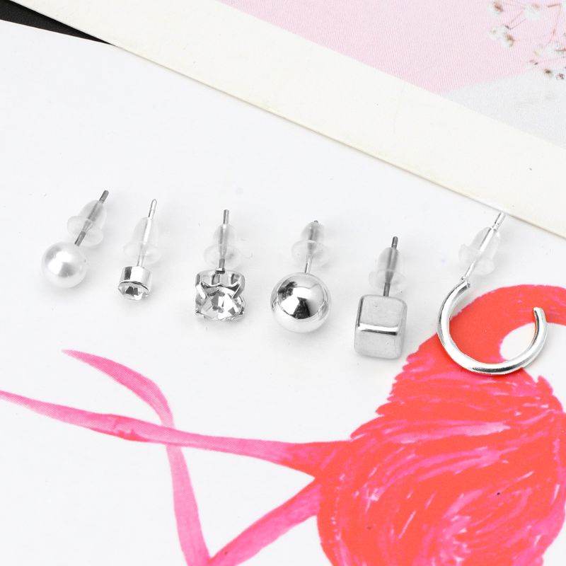 Set 6 đôi khuyên tai tròn đính ngọc trai giả thời trang nữ