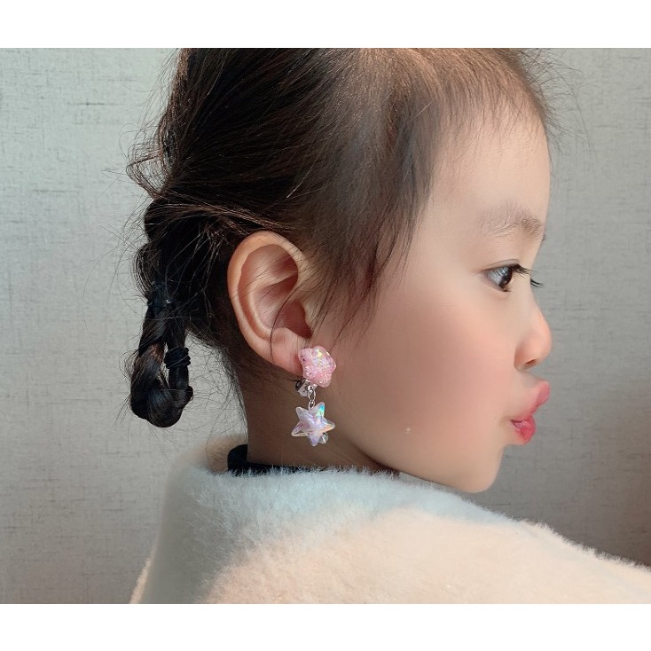 Khuyên Tai Dạng Kẹp Đính Ngọc Trai Diy Họa Tiết Hoạt Hình Đáng Yêu Cho Bé Gái
