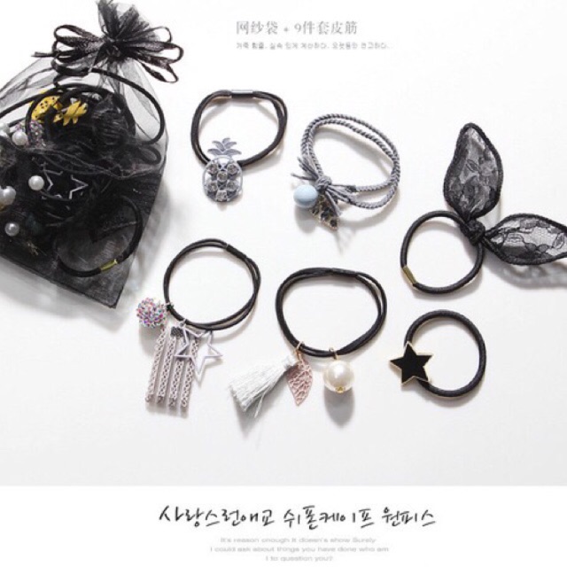 Set 9 Dây Buộc Tóc Kiểu
