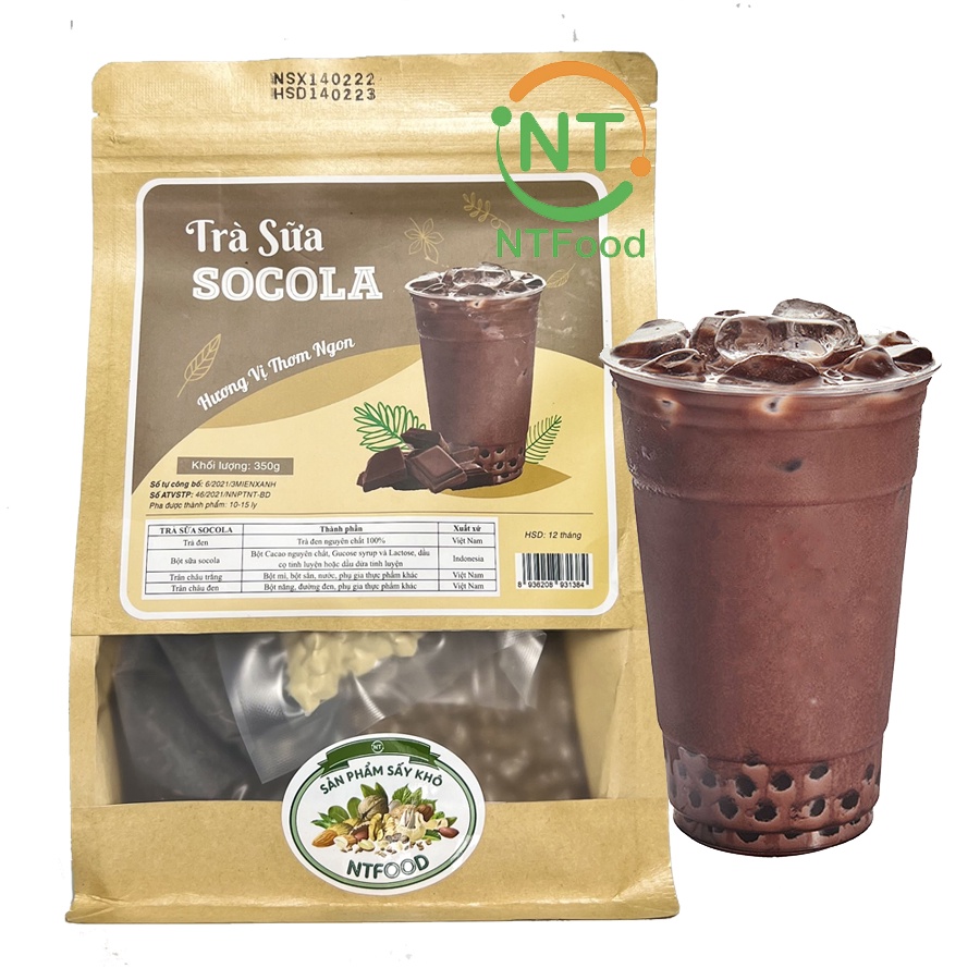 [Mã BMBAU50 giảm 7% đơn 99K] Set nguyên liệu pha Trà sữa Socola 350g (10 - 15 ly) NTFood - Nhất Tín Food