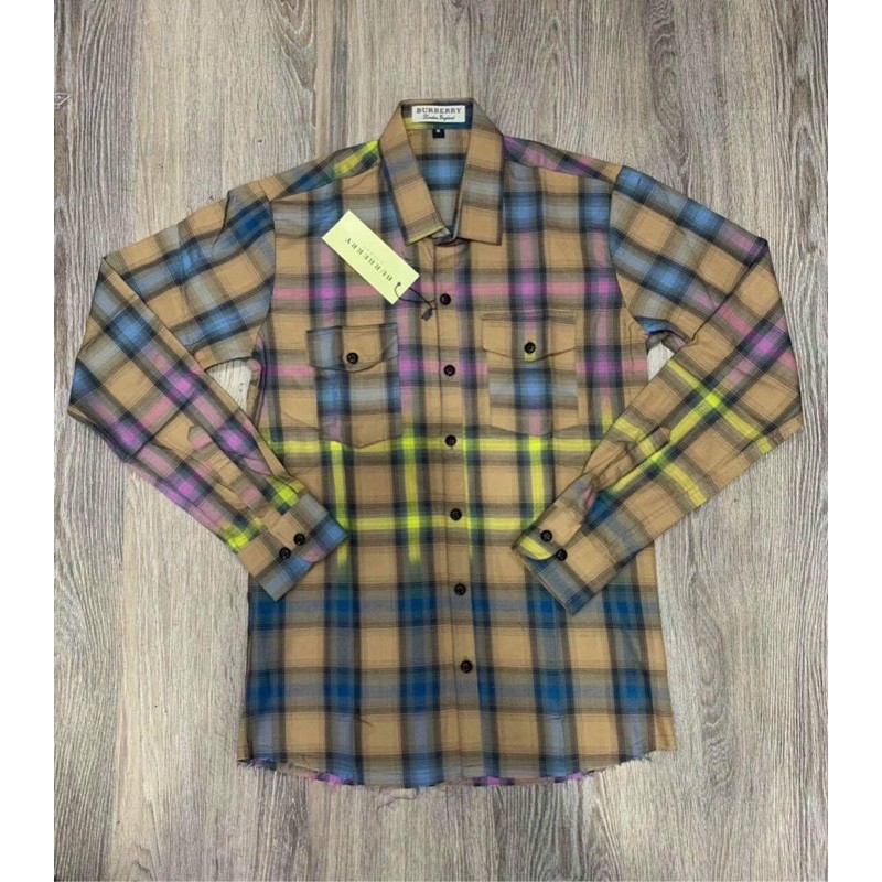 [Ảnh thật] Áo sơ mi kẻ phối màu rách gấu nam nữ- Bơ Boutique | BigBuy360 - bigbuy360.vn