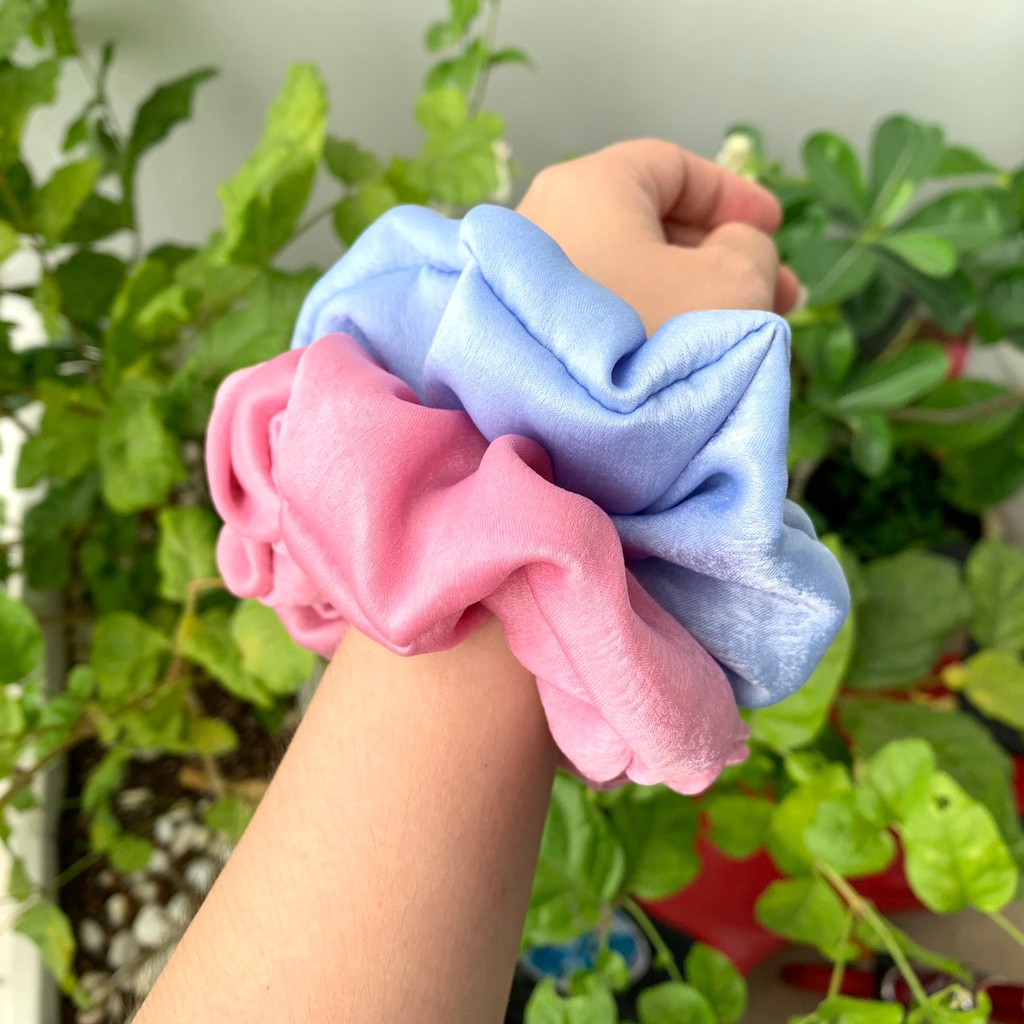 _Cột tóc vải Scrunchies lụa tơ cao cấp
