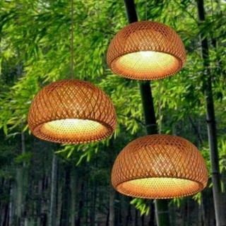 Chao đèn mây tre hình nấm 45*30cm