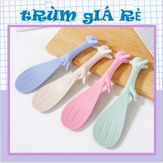 Vá Múc Cơm Chống Dính Hình Con Sóc - Thìa Múc Cơm Hình Sóc Siêu Cute - Muôi Xới Cơm - Muỗng Xúc Cơm Chống Dính
