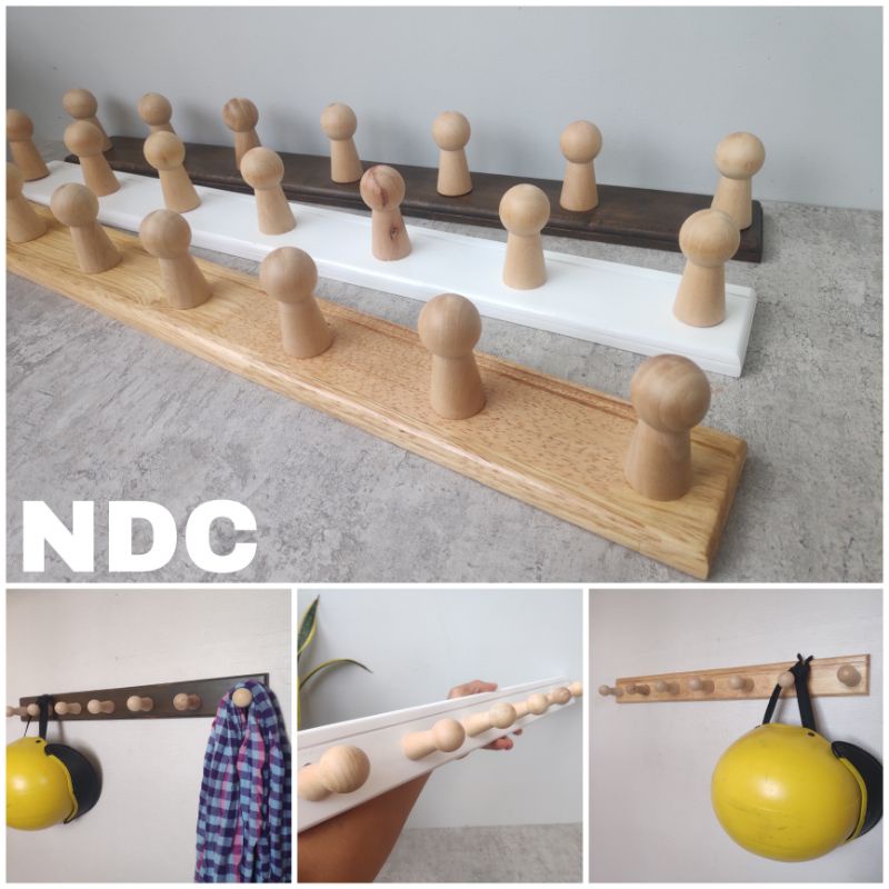Móc gỗ treo tường Vintage .Tự nhiên Cao Cấp. Gắn quần áo, đồ đạc, phụ kiện. Loại 6,7 núm to. Hàng Viêt Nam xuất khẩu