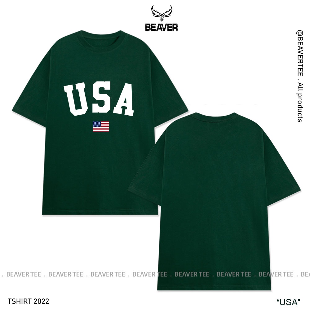 Áo thun tay lỡ USA Mỹ Cotton 100%
