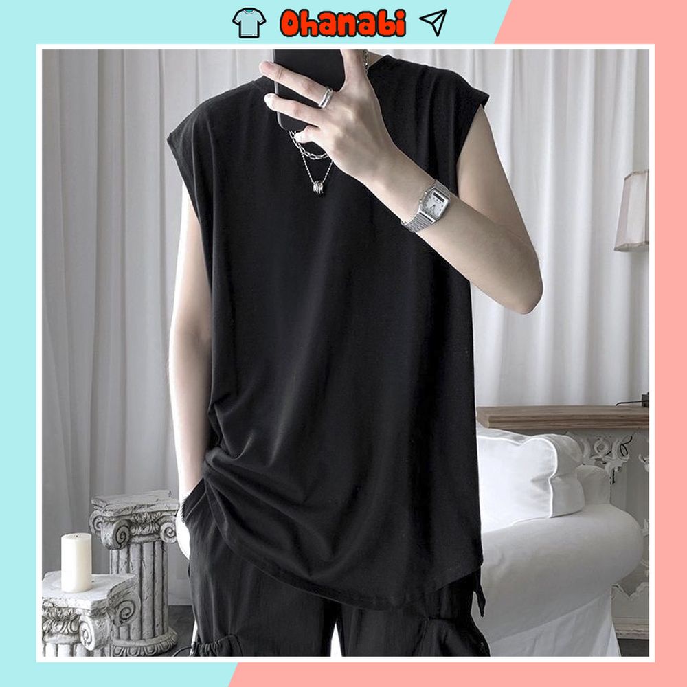 Áo ba lỗ nam nữ vải thun mềm mịn thoáng mát unisex form rộng, áo thun tanktop nam nữ 3 màu big size form rộng OHANABI