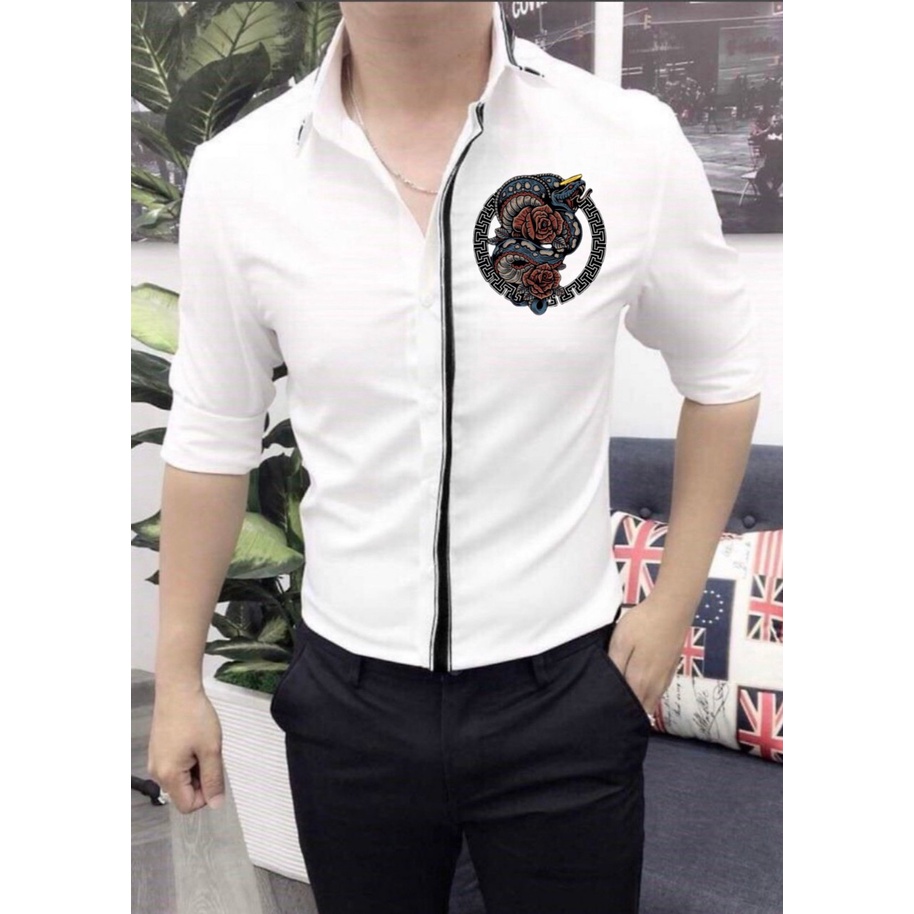 ÁO SƠ MI NAM DÀI TAY CHẤT LỤA CỰC MÁT LOGO CAO CẤP FORM HÀN