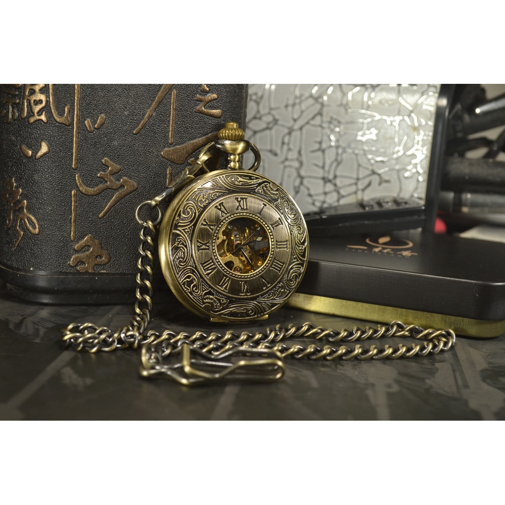 Đồng Hồ Quả Quýt Chạm Khắc Hình Bộ Xương