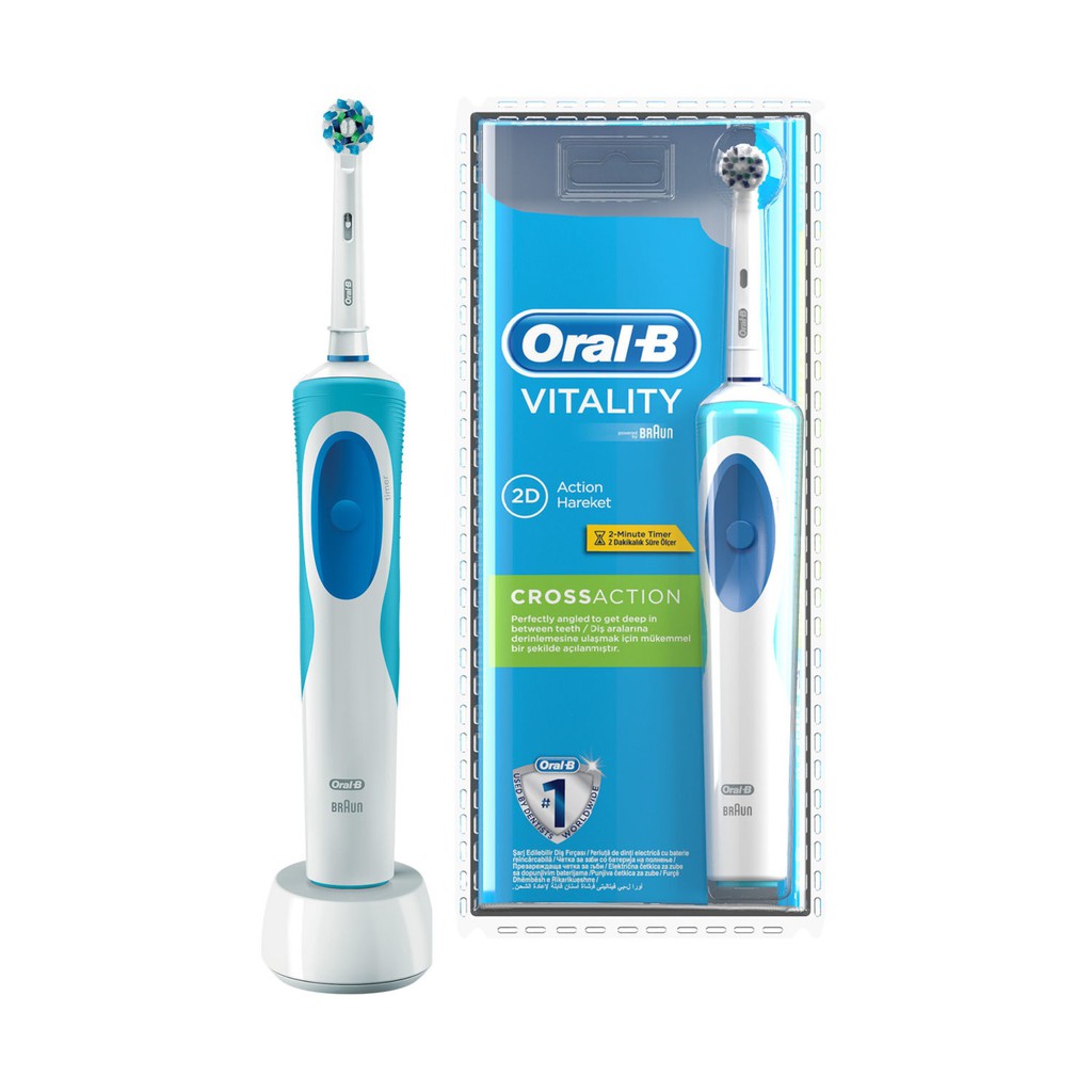 Bàn chải điện Oral-B Vitality chính hãng, PIN sạc 1 lần dùng cả tuần, làm sạch răng, chống mảng bám, viêm nướu
