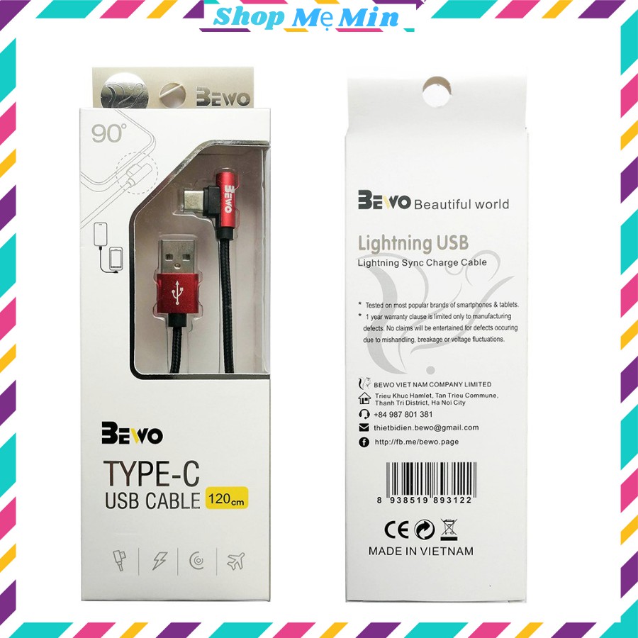 Dây cáp sạc Bewo L1,chân cắm Micro usb đầu cắm chữ vuông góc 90 độ cực tiện lợi