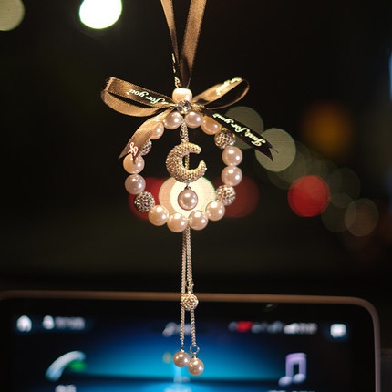 Dây treo trang trí gương chiếu hậu xe hơi đính ngọc trai cao cấp sáng tạo