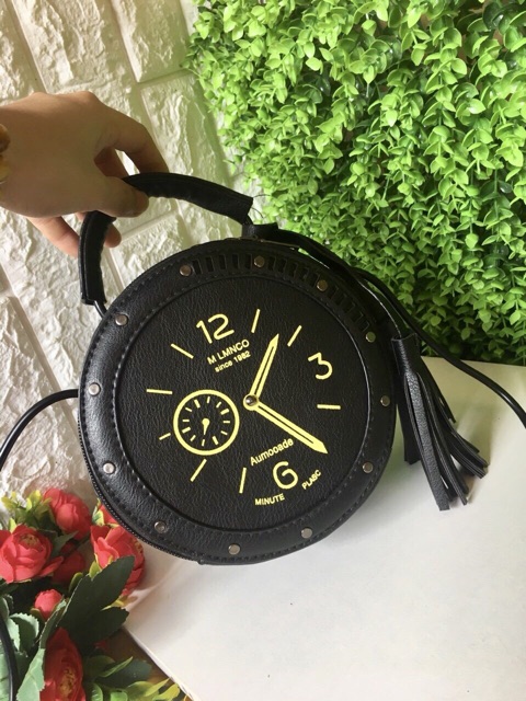 Túi tròn hoạ tiết đồng hồ siêu xinh hottrend