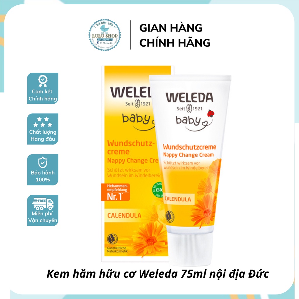 Kem hăm organic Weleda nội địa Đức 75ml cho bé từ sơ sinh