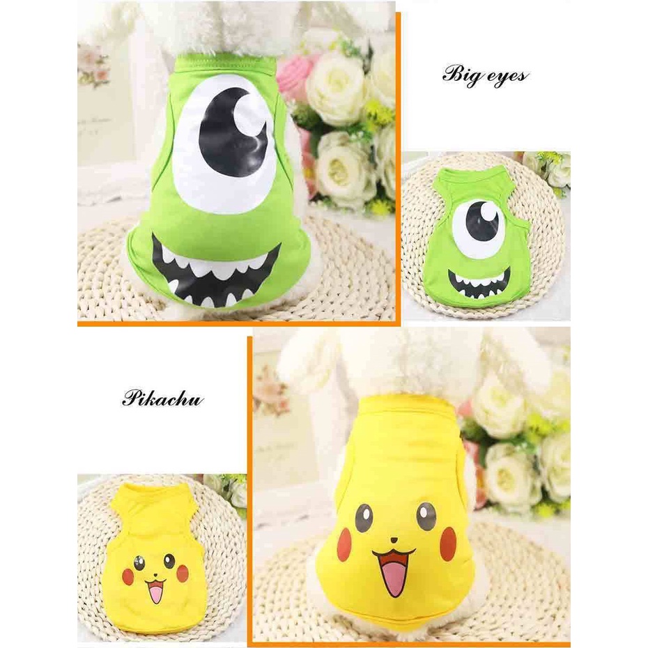 [ HÈ 2022 ] Áo cho chó mèo ba lỗ chất liệu thun siêu mát thoáng khí cho thú cưng hoạt hình dễ thương