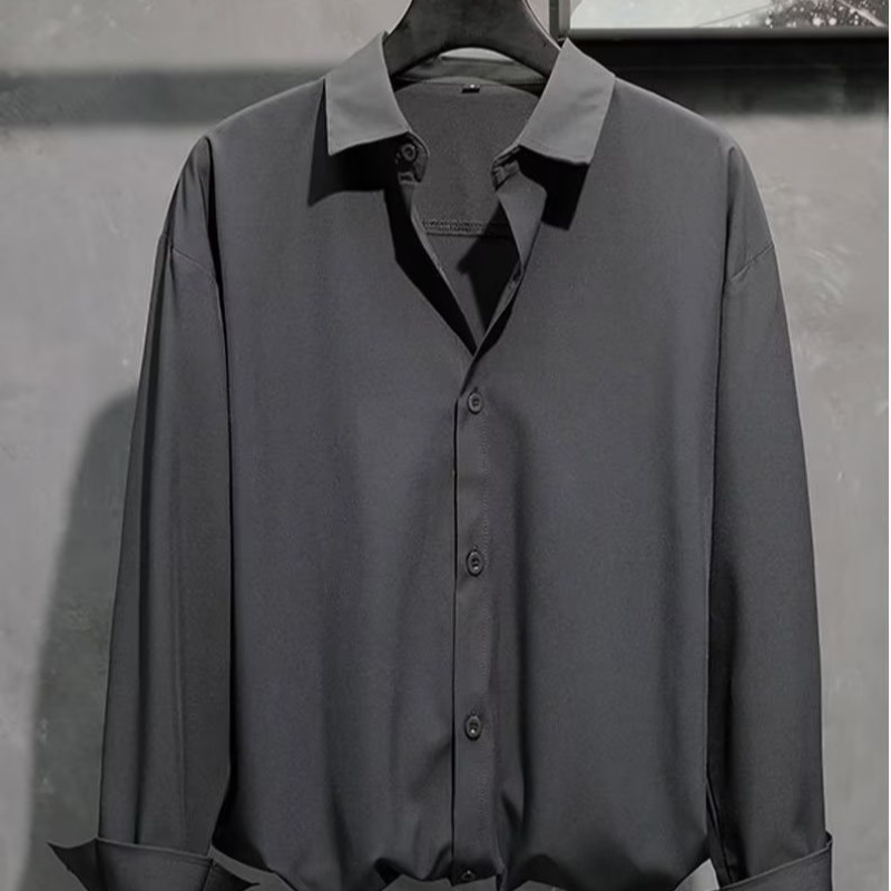 Áo Sơ Mi Màu Đen Trơn Tay Dài Có Size Lớn M-8XL Thời Trang Dành Cho Nam Giới