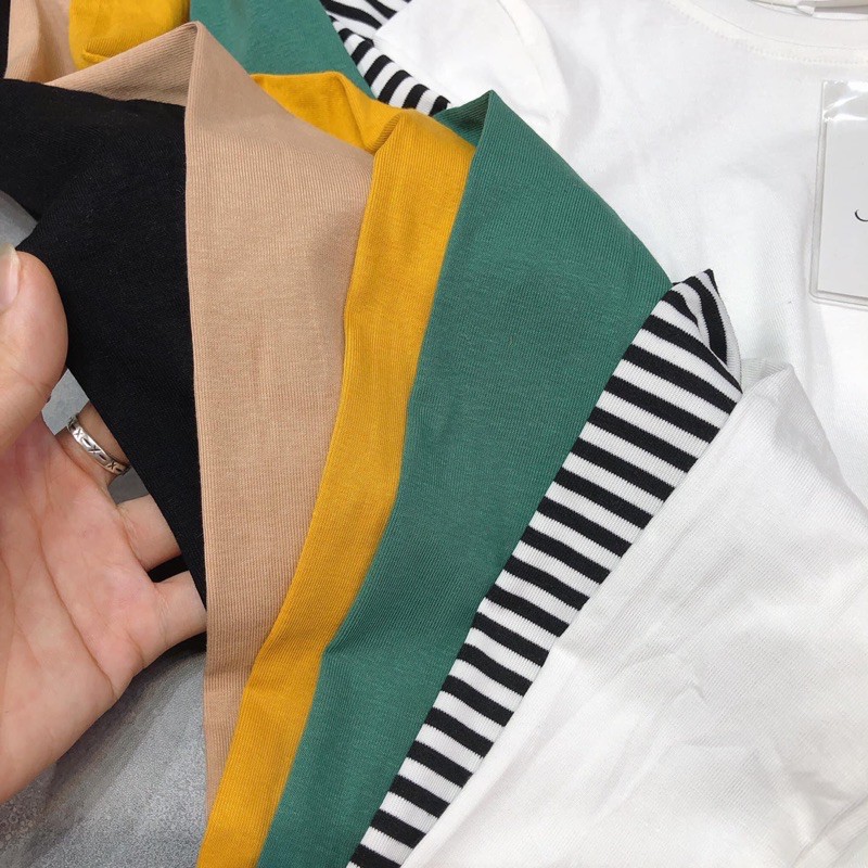 Áo thun dài tay cổ tròn trơn chất cotton zip đẹp | BigBuy360 - bigbuy360.vn