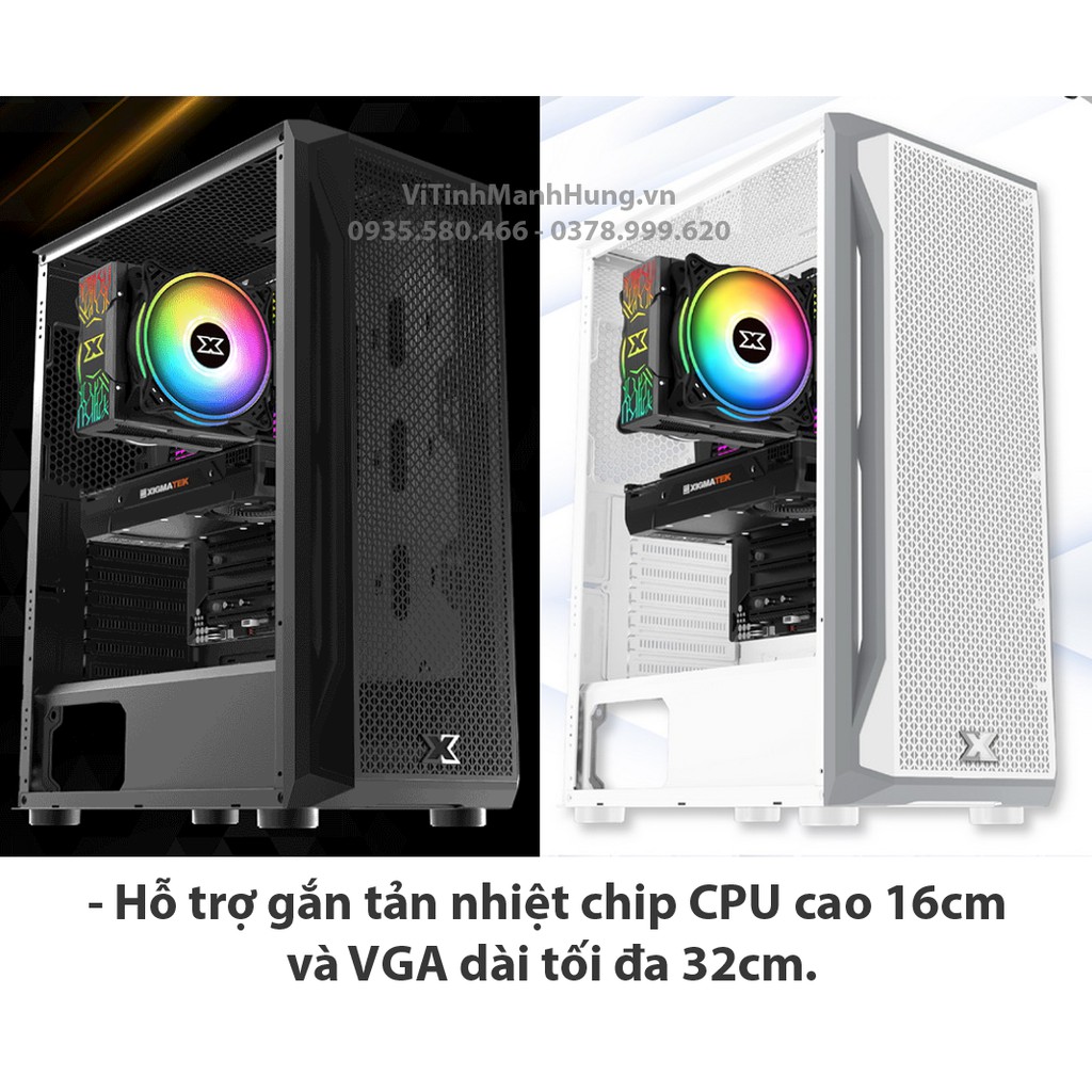 [Mã 253ELSALE hoàn 7% đơn 300K] Vỏ Case Xigmatek Gaming X 3FX, ATX, kiếng cường lực, 3 quạt ARGB.