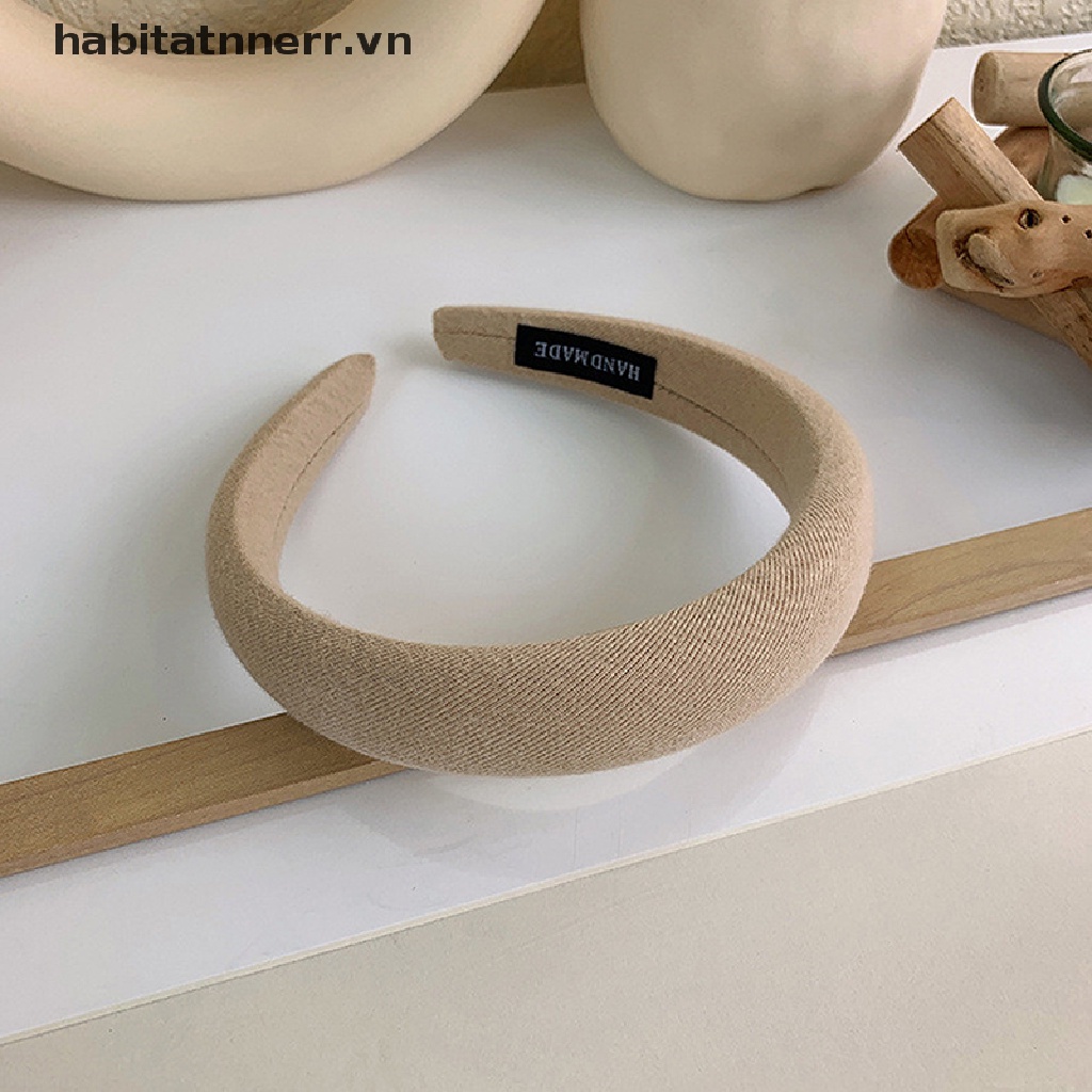 Băng đô cài tóc bản rộng màu trơn thời trang nữ