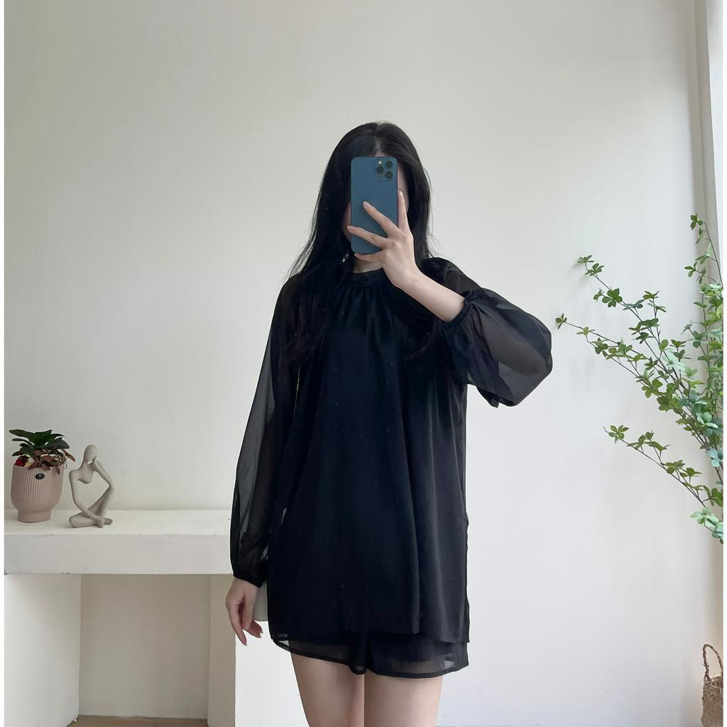 Set voan tơ kèm đai 3 chi tiết Miho house