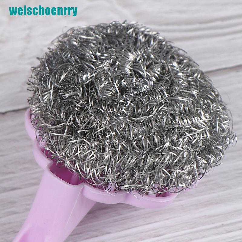 Rér●Bàn Chải Chà Nồi Bằng Sợi Thép Không Gỉ Với Tay Cầm Dài Tiện Dụng