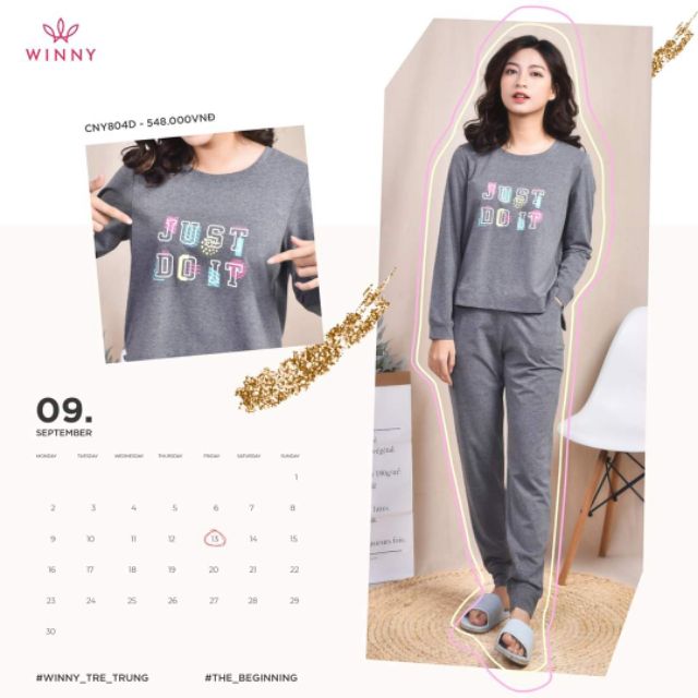 Bộ mặc nhà Winny cotton dài tay Thu Đông CNY804D giá 548.000đ