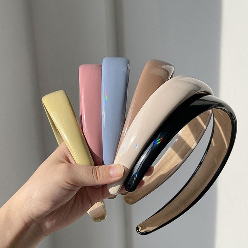 Băng Đô Bằng Da PU Màu Trơn Đơn Giản Cho Nữ