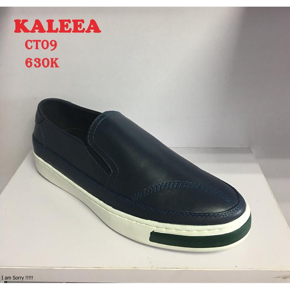 Giày mọi da thật, giầy lười slipon nam da bò Kaleea CT09