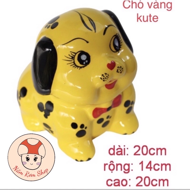 Lợn tiết kiệm Sứ, trang trí, deco hình Cún cute Size to