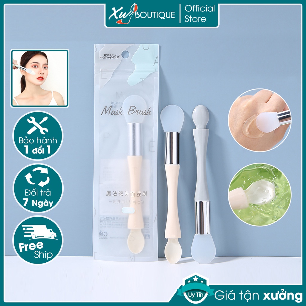 Thìa Đắp, Trộn Mặt Nạ &amp; Mỹ Phẩm Silicon Lameila 2 In 1 (Chổi Quét)