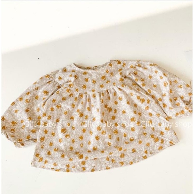 Áo thô mềm hoa nhí vintage cho bé gái style Hàn quốc