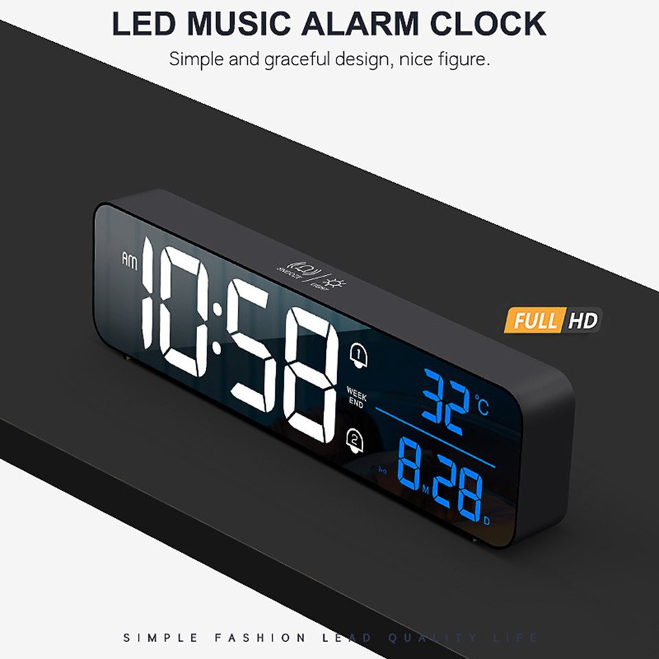 Đồng Hồ Báo Thức Màn Hình Led Kỹ Thuật Số Hiển Thị Nhiệt Độ Và Ngày Tháng Để Bàn