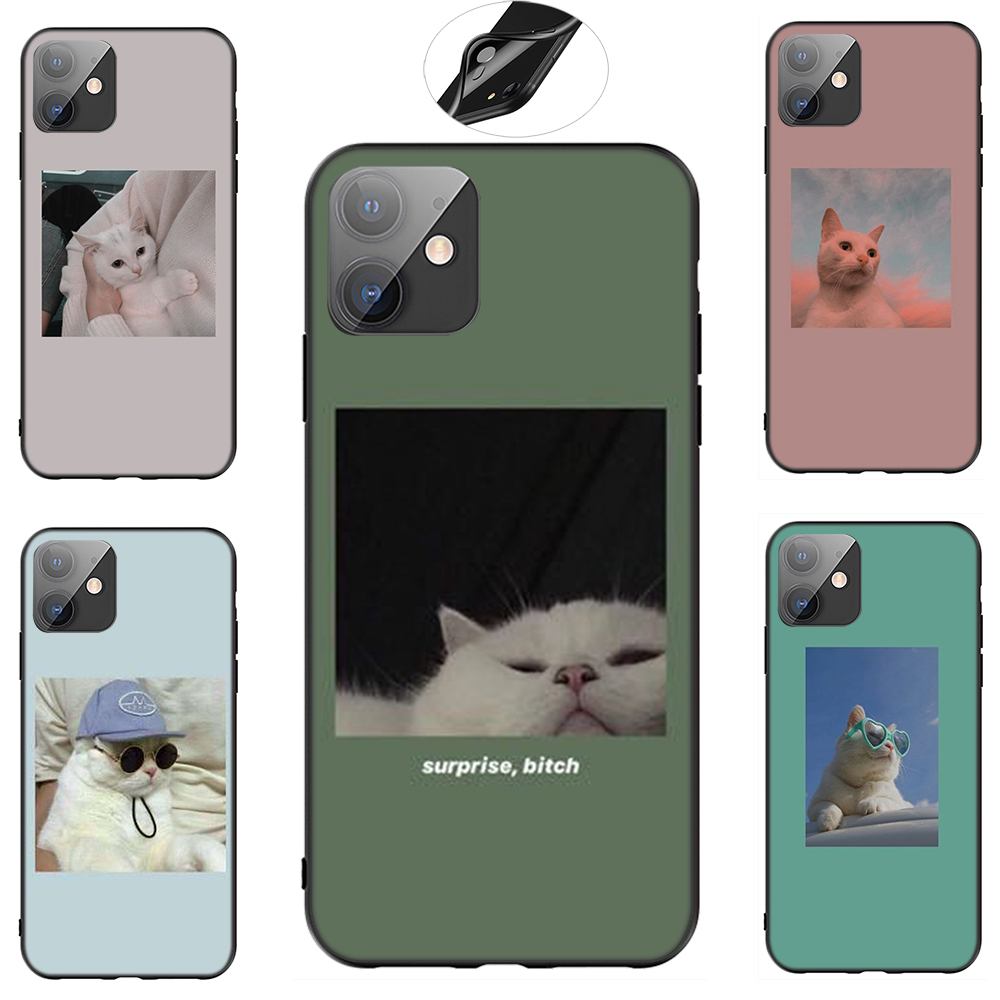 iPhone XR X Xs Max 7 8 6s 6 Plus 7+ 8+ 5 5s SE 2020 Casing Soft Case 25SF cute cat aesthetic mobile phone case